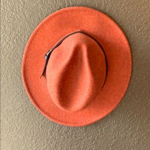 Rust wide brimmed fedora hat